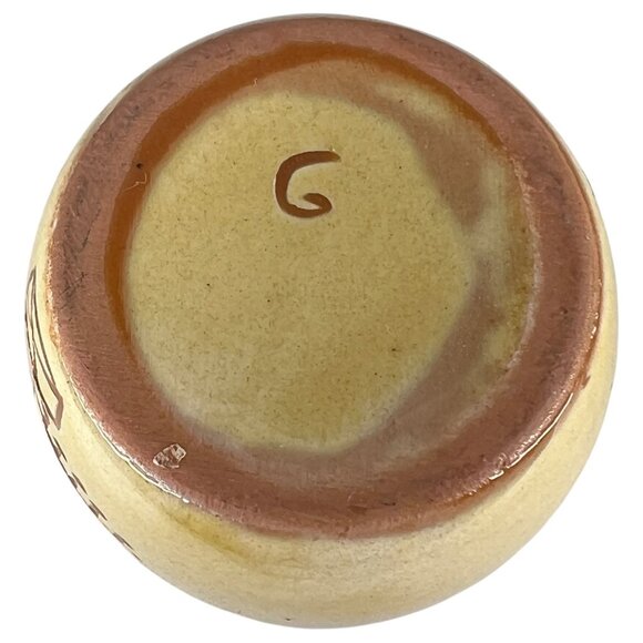 Handcrafted Ceramic Mini Crock Brown & Yellow Finish And Geometric Tree Pattern - Picture 7 of 7